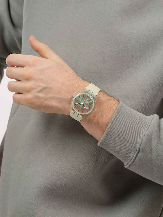 Swatch Swatch Ρολόι Μπαταρίας με Καουτσούκ Λουράκι