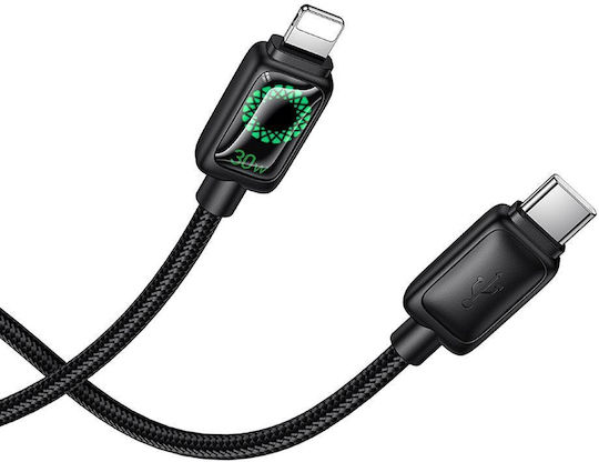 Hoco Редовна USB-C към Lightning кабел 30W Черен 1.2м (311838)