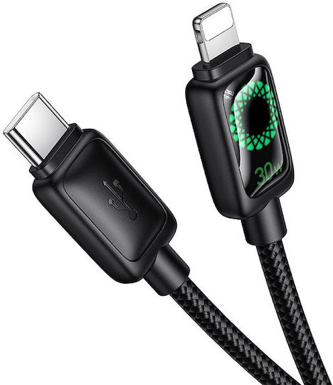 Hoco Редовна USB-C към Lightning кабел 30W Черен 1.2м (311838)