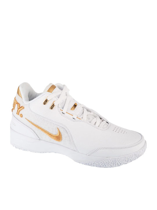 LeBron NXXT Gen AMPD Low Basketball Shoes White / University Red / Metallic Silver / Black