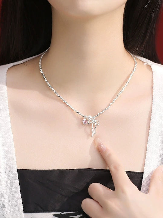 Halskette mit Design Herz aus Silber mit Perlen