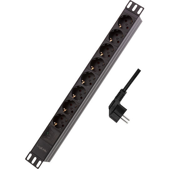 Logilink Pdu 1u 19 Inch Rack 8 Prize Schuko Intrare Schuko Max 16 A Protecție Supratensiune Ip20 2 M Negru "pdu8c04" Ștampilă Verde 0.8 Lei