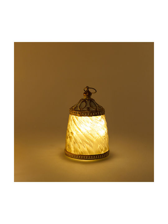 Estheti Lantern Led Metallic Glass White Gold Oil 7.5x7.5x12cm 3 Pieces 819-01126