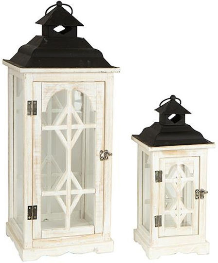 Laterne Set Weiß 24x24x62cm 2Stück Laterne Set Weiß 24x24x62cm 2Stück