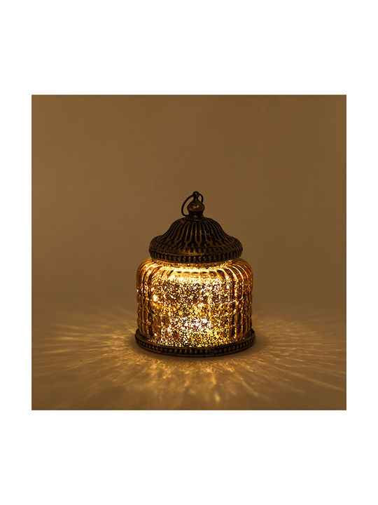 Estheti Lantern Led Metallic Glass Gold Pink 10x10x12.5cm 3 Pieces 819-01121