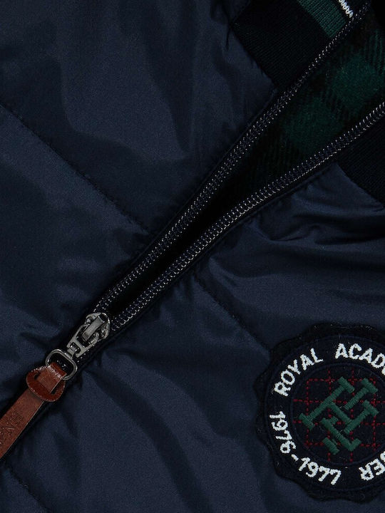 Wasserdichtes Kinderjacke Lässig Lang mit Futter & Kapuze Marineblau