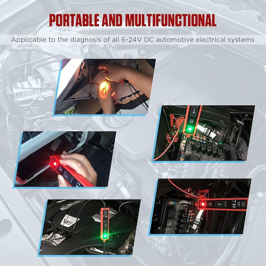 Tester Multifuncțional Portabil Circuite Auto 6v-24v Dc Cablu 5 Metri Protecție Supratensiune 8a Test Polaritate