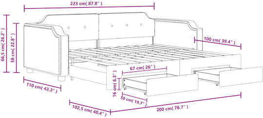 Canapea Pat King Size Tapițat cu Material Maro Potrivit pentru Saltea 200x200cm
