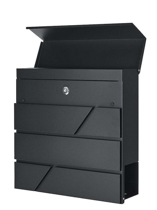 Geko Außenbereich Briefkasten Metallisch in Schwarz Farbe 36.7x37x10cm