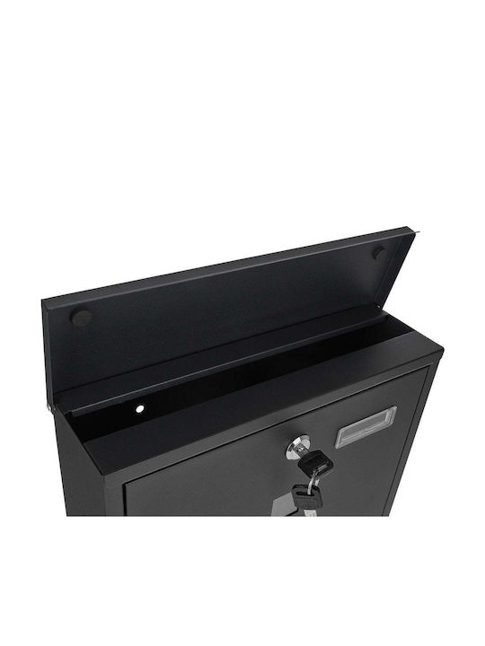 Geko Compartiment Cutie Poștală Metalică în Culoarea Negru 34x30.7x10cm
