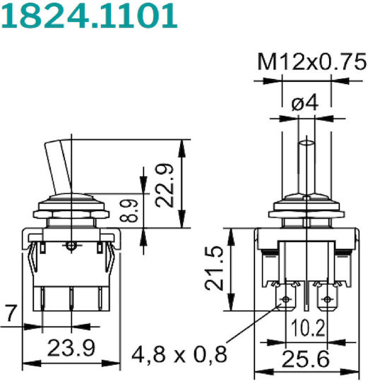 Rocker Switch 2 X On-On Bipolar Dpdt 6 Pin 6a/250vac Opening 18.6x22x18mm Marquardt 1824.1101 Quick Connect Terminal 4.8 X 0.8