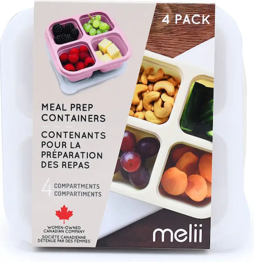 Melii Set of Multicolour Silicone Lunch Boxes With Compartments 23x18cm 4 Pieces