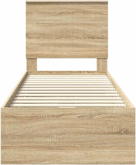 Einzelnes Holzbett Sonoma mit Lattenrost für Matratze 75x190cm