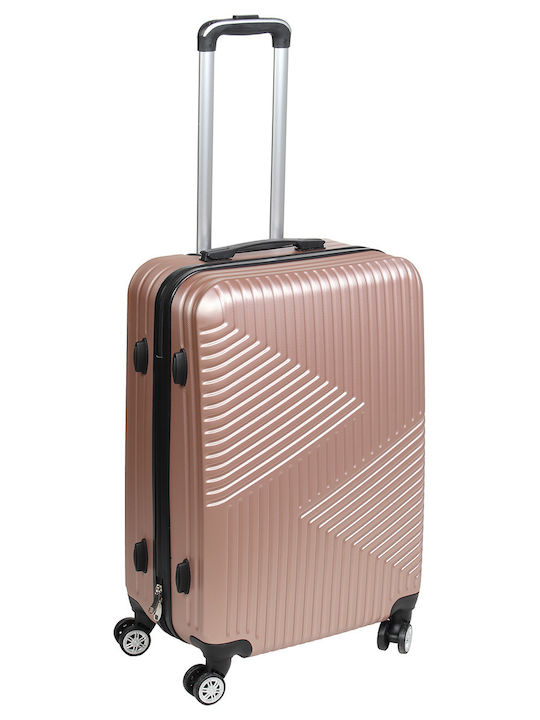Keskor Medium Travel Suitcase Pink Gold with 4 Wheels Height 66cm