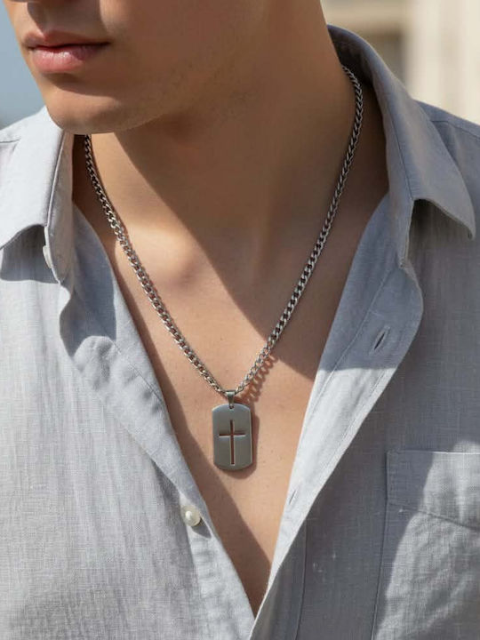 Meet Me At The Sunset Crucifix Bărbat Din Oțel Cu Lanț