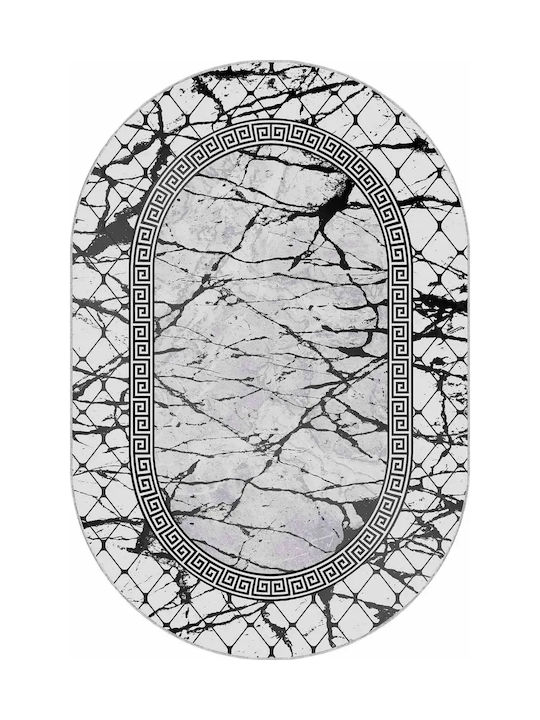 Oval Living Room Rug Elegant Pattern Modern Gray 120cmx180cm
