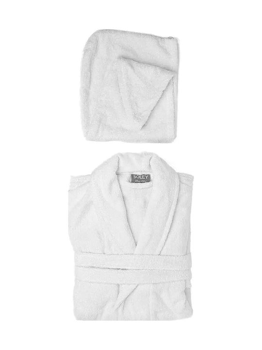 Women's Bathrobe Towel Hair White Cotton