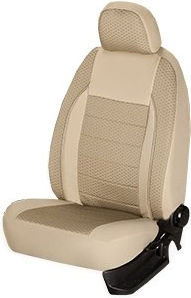 Car Seat Cover Set Elegance Edition V2 Textile Material Eco-leather Inserts 11 Pieces Beige