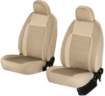 Car Seat Cover Set Elegance Edition V2 Textile Material Eco-leather Inserts 11 Pieces Beige