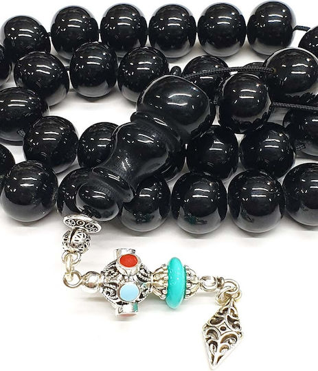 Roloi Komboloi Mastic Worry Beads with 33 Beads Black 36cm