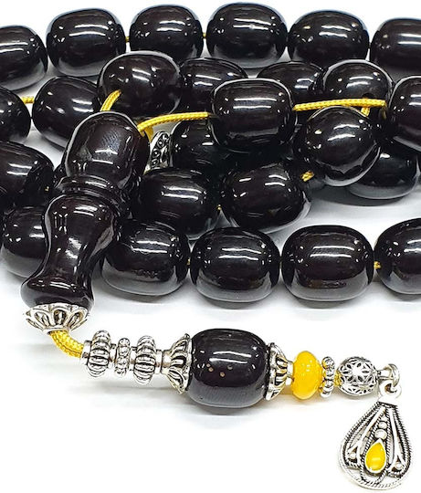 Roloi Komboloi Mastic Worry Beads with 33 Beads Black 38cm