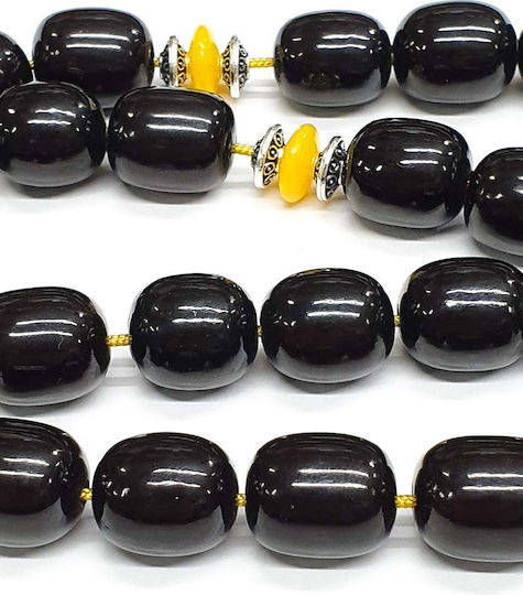 Roloi Komboloi Mastic Worry Beads with 33 Beads Black 38cm