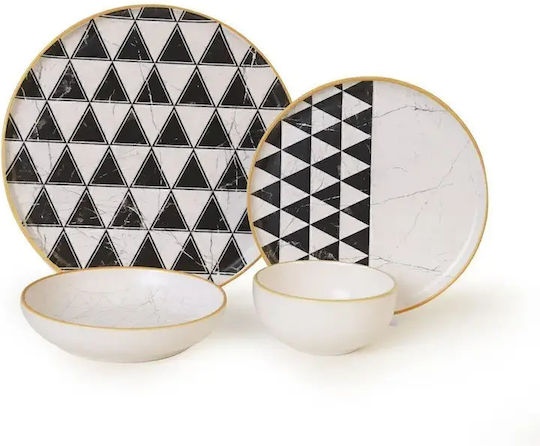 Trigon Set Farfurii De Cină Negru Alb Cu Detalii Aurii 27 X 27cm Trigon Set Farfurii De Cină Negru Alb Cu Detalii Aurii 27 X 27cm