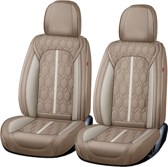 Huse Scaune Auto Premium 5 Locuri Carguard Deluxe Perforate Eco-piele Maro Deschis Crem
