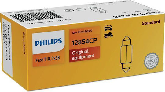 Комплект 10 бр. бордови крушки Festoon T10.5x38 12V Philips