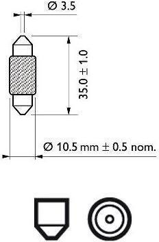 Комплект 10 бр. бордови крушки Festoon T10.5x38 12V Philips