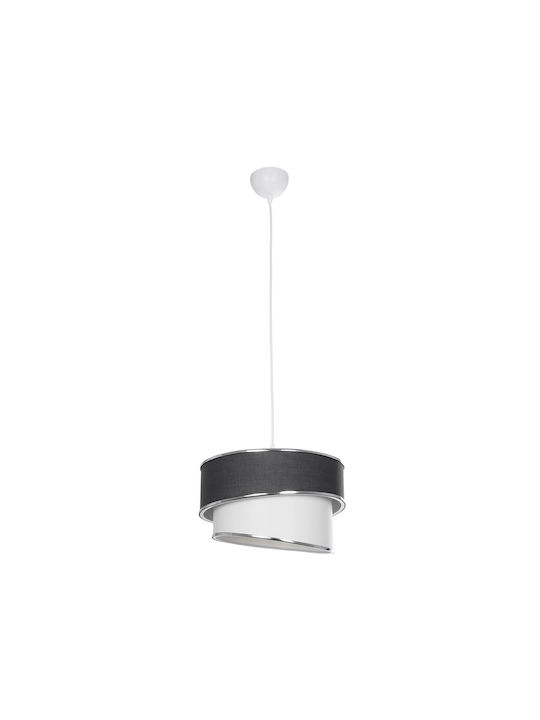 GloboStar Sonia Pendant Light Gray & White Fabric with Silver Detail with Socket E27 30x30x90cm