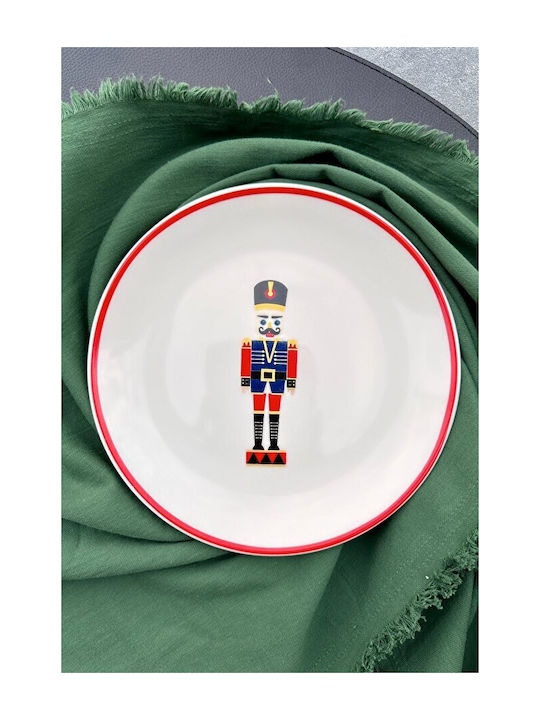 Set of 6 Christmas Porcelain Plates Red Korsounas 21x21cm