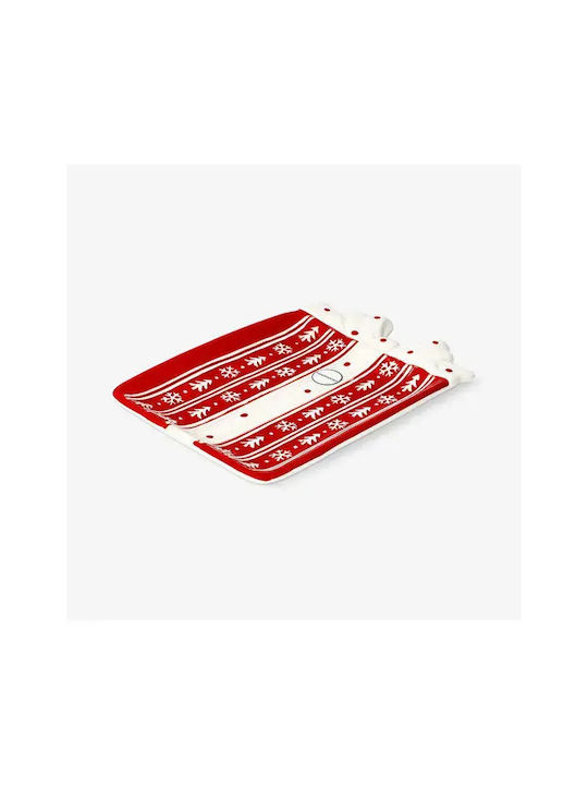 Red Gift Shape Platter Serving 28x20 Cm
