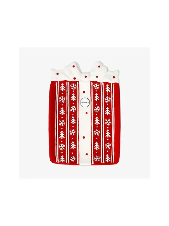 Red Gift Shape Platter Serving 28x20 Cm