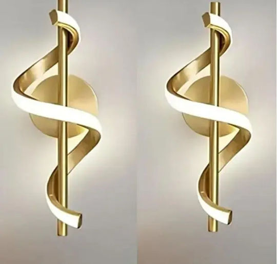 Moderne Led Wandleuchte Spirale Aluminium Gold 45cm