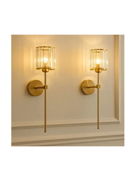 Modern Cylindrical Crystal Gold Wall Lamp 53×20cm