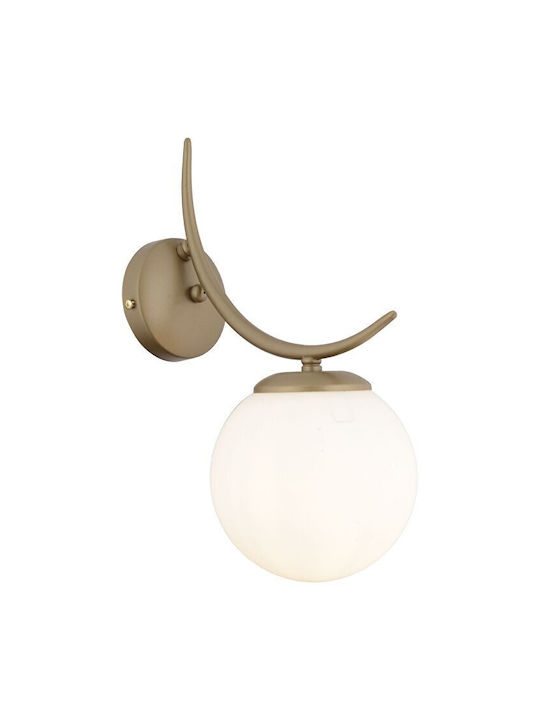 Modern Metal Wall Lamp with Vintage Glass Sphere Lighting – 33×22 Cm