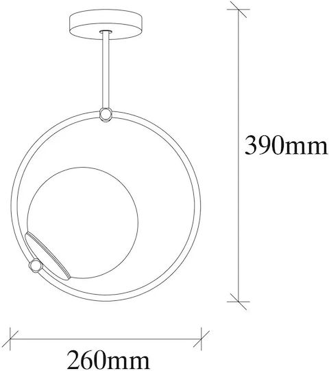 Ceiling Light Pendant Ring Spherical Glass Black 26x39cm