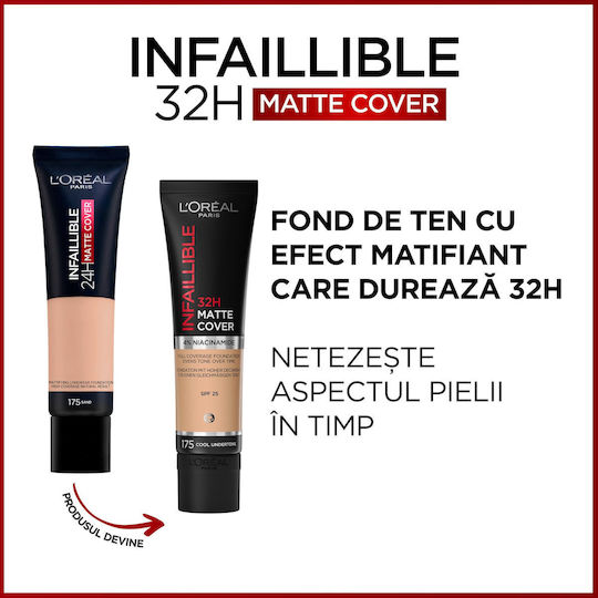 L'Oreal Paris Infaillible 24H Matte Cover Liquid Foundation 175 Cool Undertone 30ml