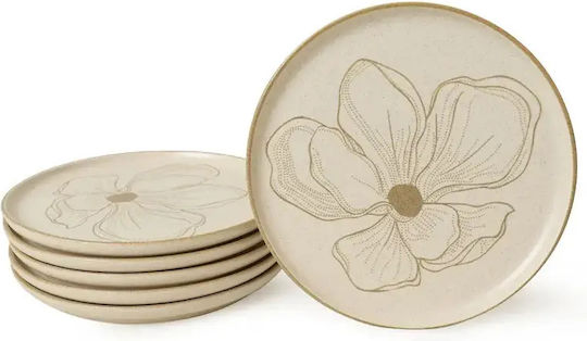 SteweHome Ceramic Nordic Serving Plates Beige Set 6 Pieces 22x22cm