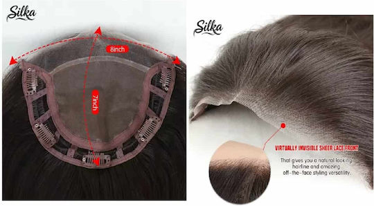 Damen Topper Toupé Korrektur Haar Clip Große Oberfläche Transparente Teilung 18 Zoll Synthetische Menschliche Haar Kanekalon Blonde Highlights Dunkle Wurzel