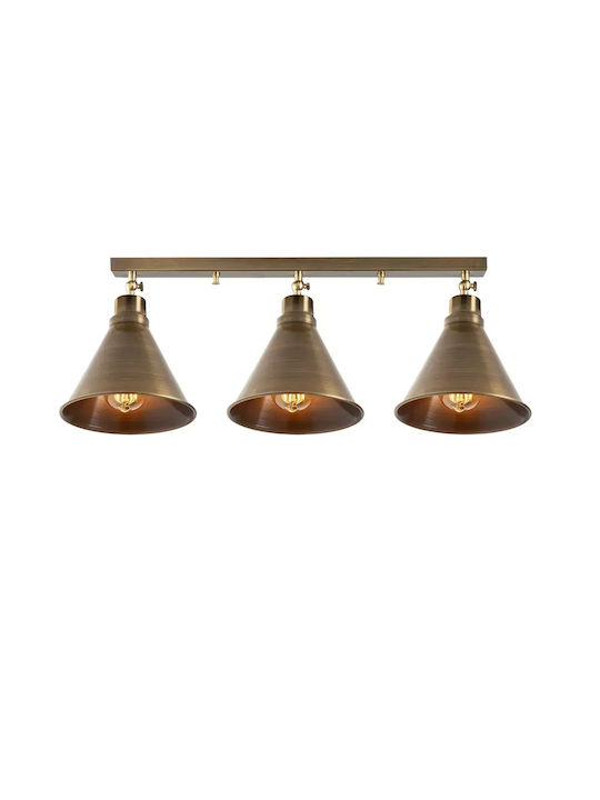 Deckenleuchte 3 Kegelförmige Leuchten Antik 72x26cm Deckenleuchte 3 Kegelförmige Leuchten Antik 72x26cm