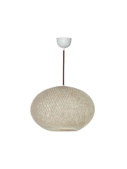 Megapap Adrian Pendant Light Beige with Rope for Socket E27 40x21x70cm