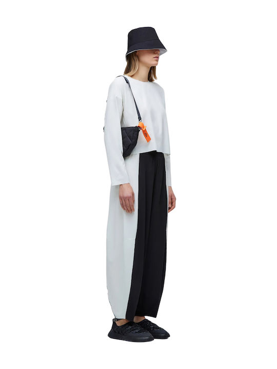 Damen Hoch tailliert Stoff Hose mit Gummizug in Lockere Passform Black