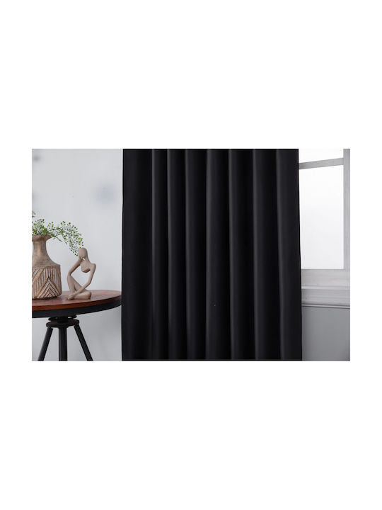 Mc Decor Κουρτίνα Συσκότισης με Τρουκς Μαύρη 140x265εκ.