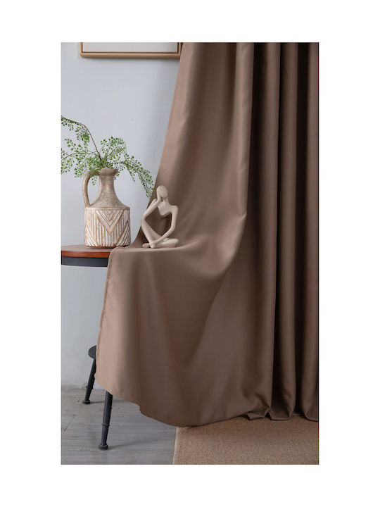 Mc Decor Blackout Curtain with Grommets Brown 140x265cm