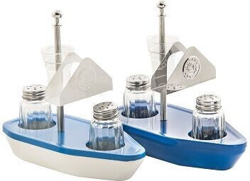 Metano 4-Piece Blue Boat Salt and Pepper Shaker Set