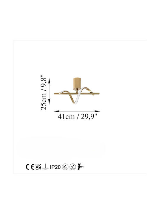 Led Mount Ceiling Light Wave Bar Gold 41x25cm