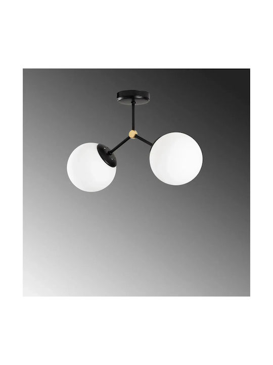 SteweHome Deckenleuchte mit Glaskugeln Modernes Design Schwarz 44x28cm