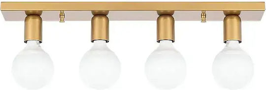 Lumină De Tavan Montată Lineară Cu Patru Becuri Auriu 60x10cm